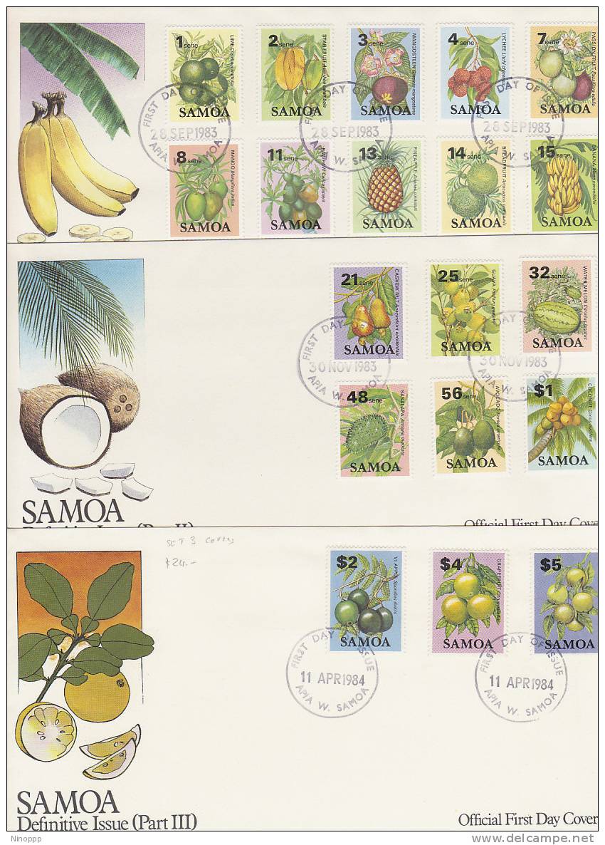 Samoa-1983-84 Fruits Set 3 FDCs - Samoa (Staat)