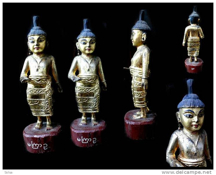 Ancienne Divinité D'autel à La Feuille D'or / Old Temple Gold Divinity From Burma - Art Asiatique