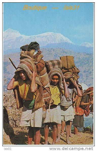 Népal - RF21620 - A Typical Nepalese Landscape Porters In Highland Mule Track - Semi Moderne Petit Format - Népal