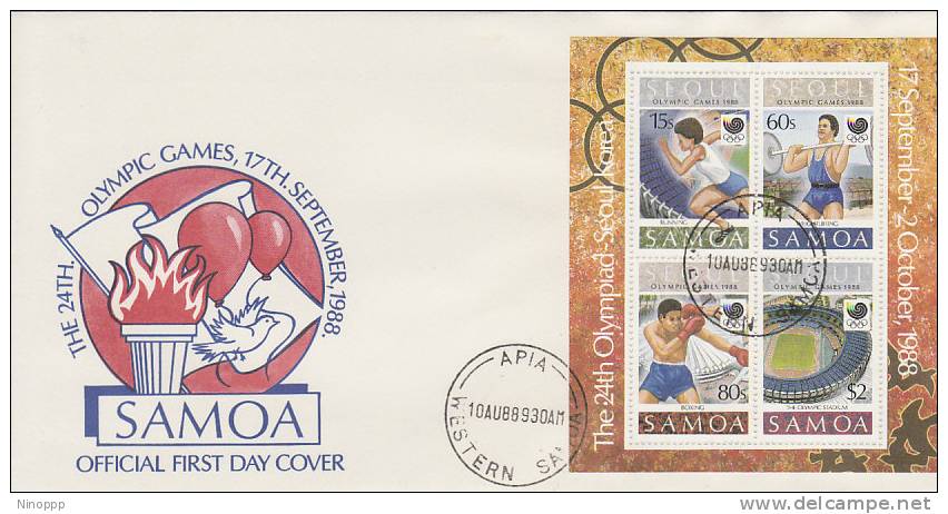 Samoa-1988 Seoul Olympic Games Souvenir Sheet FDC - Samoa