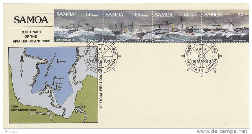 Samoa-1989 Centenary Of Apia Hurricane FDC - Samoa (Staat)