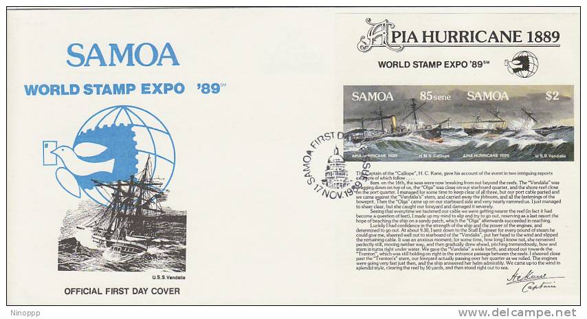 Samoa-1989 World Stamp Expo 89 Souvenir Sheet FDC - Samoa (Staat)