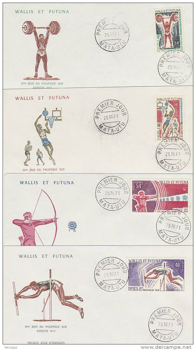 Wallis & Futuna-1971 4th South Pacific Games Set 4 FDCs - Other & Unclassified