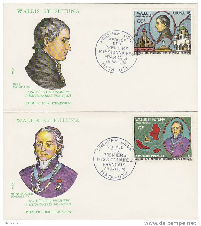 Wallis & Futuna-1978 First French Missionairs Set 2 FDCs - Other & Unclassified