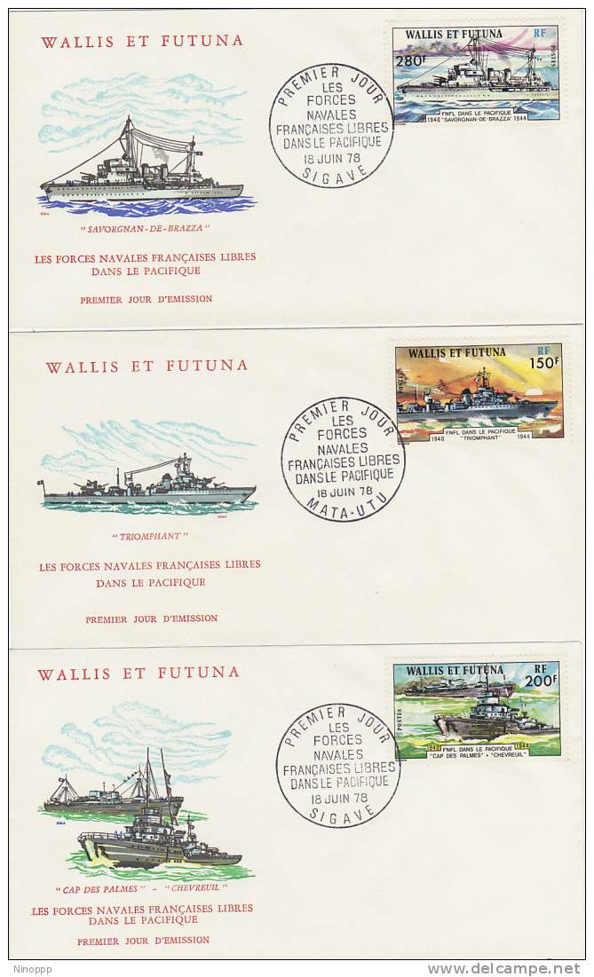 Wallis & Futuna-1978 French Warships In The Pacific Set 3 FDCs - Other & Unclassified