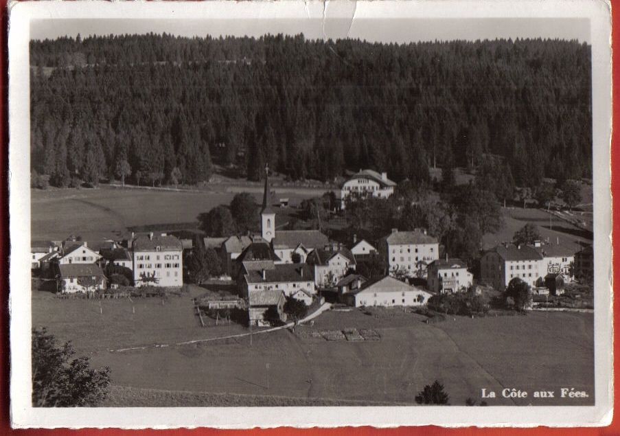 M735 La Côte Aux Fées,Val-de-Travers,visa Censure 1939.Mention Manuscrite Du 2.8.1942.Non Circ. Deriaz 7138 Grand Format - La Côte-aux-Fées