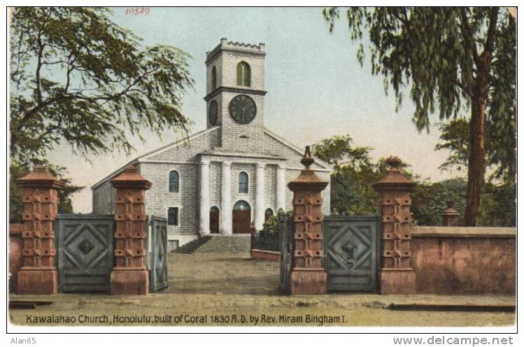 Kawalahao Church Built Of Coral In 1830 By Rev. Hiram Bingham I On C1910s Vintage Postcard - Honolulu