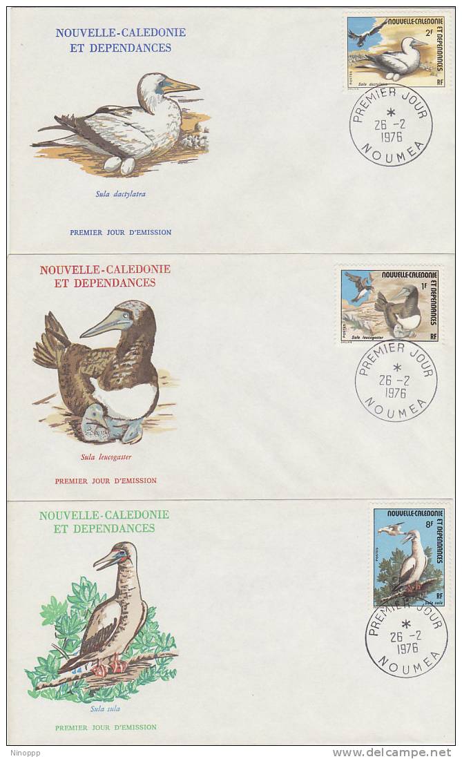 New Caledonia-1976 Birds Set 3 FDC - Autres & Non Classés