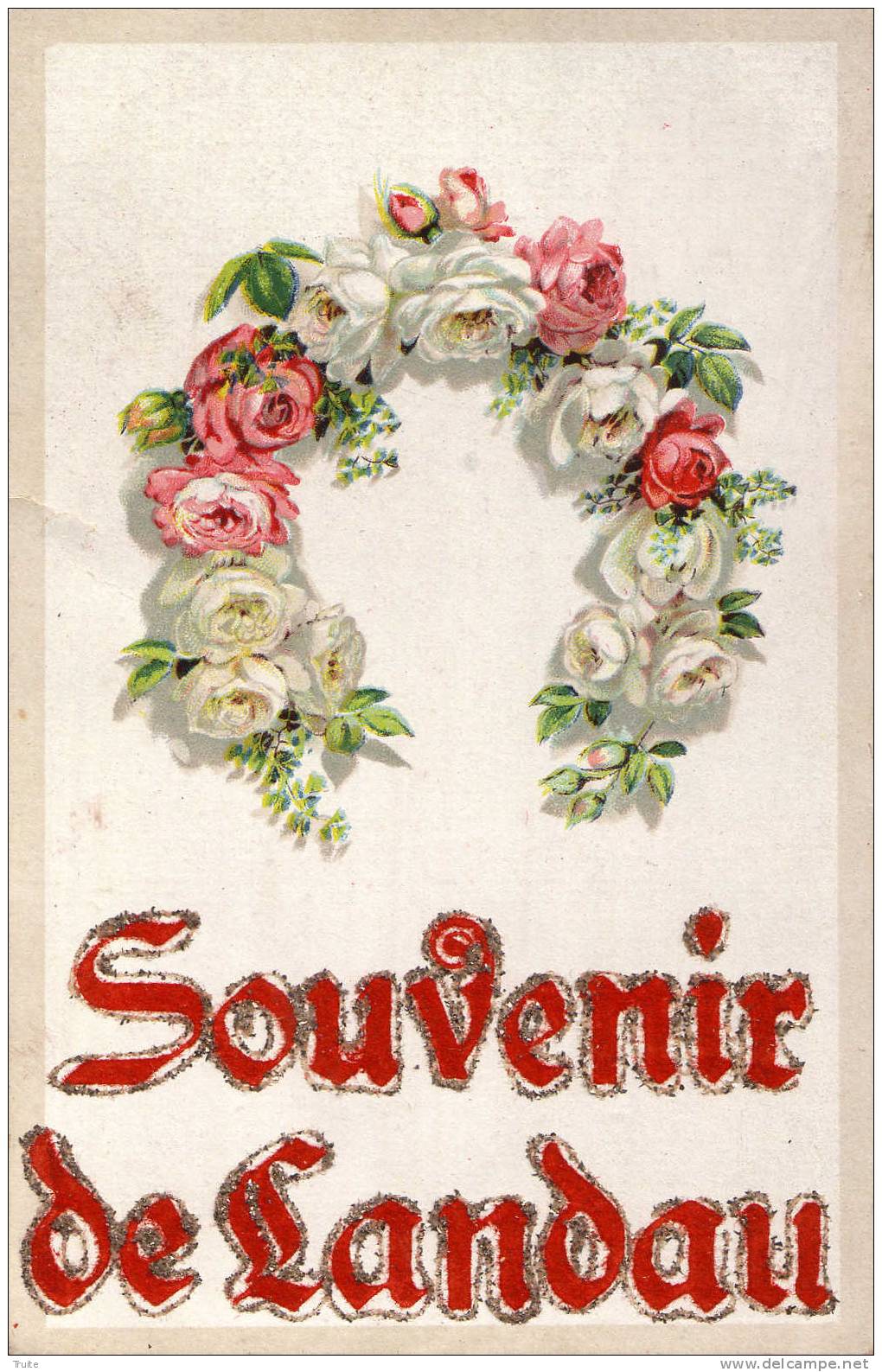 SOUVENIR DE LANDAU CARTE FANTAISIE PAILLETTE RARE - Landau