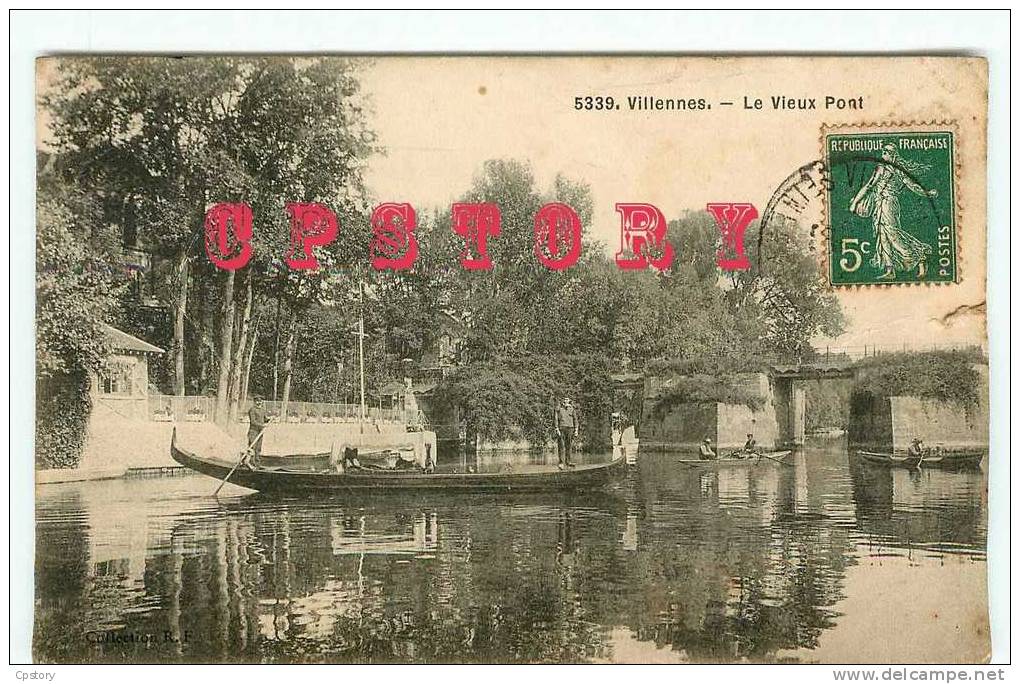 78 - VILLENNES - Le Vieux Pont - Barque - Dos Scané - Villennes-sur-Seine
