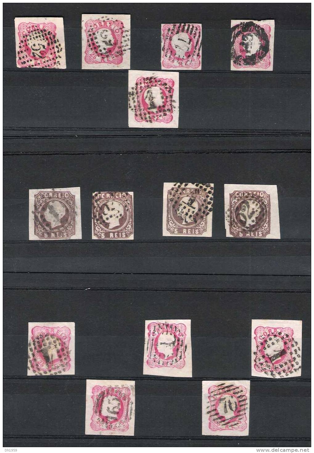 POSTEN PORTUGAL KÖNIG REICH 10x 25 REIS STEMPEL 5 REIS TYPEN - Used Stamps