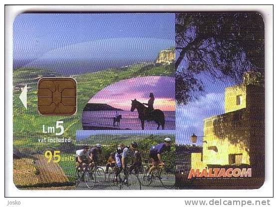 CYCLING ( Malta ) Cyclisme Radsport Ciclismo Ciclista Bike Bicycle Horse Folklore Castle Chateau Fireworks Firework - Malta