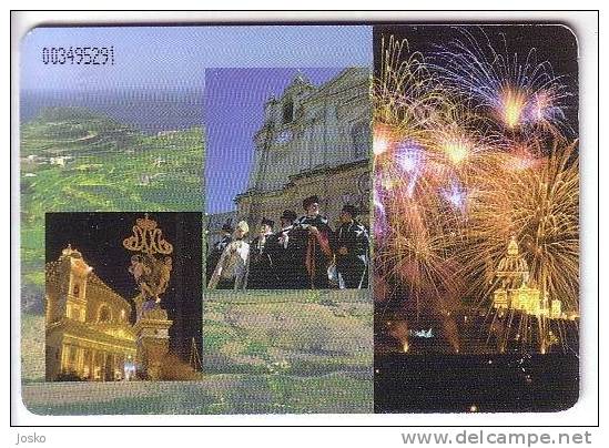 CYCLING ( Malta ) Cyclisme Radsport Ciclismo Ciclista Bike Bicycle Horse Folklore Castle Chateau Fireworks Firework - Malta