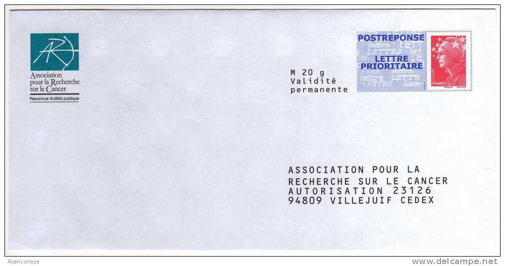 Entier Postal POSTREPONSE Val De Marne Villejuif  Association Recherche Sur Cancer Autorisation 23126 N° Au Dos 09P306 - Listos Para Enviar: Respuesta /Beaujard