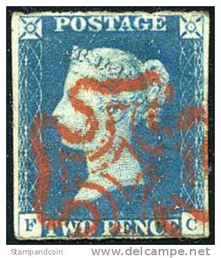 Great Britain #2 (SG #5) Used 2p Blue Victoria From 1840 - Oblitérés