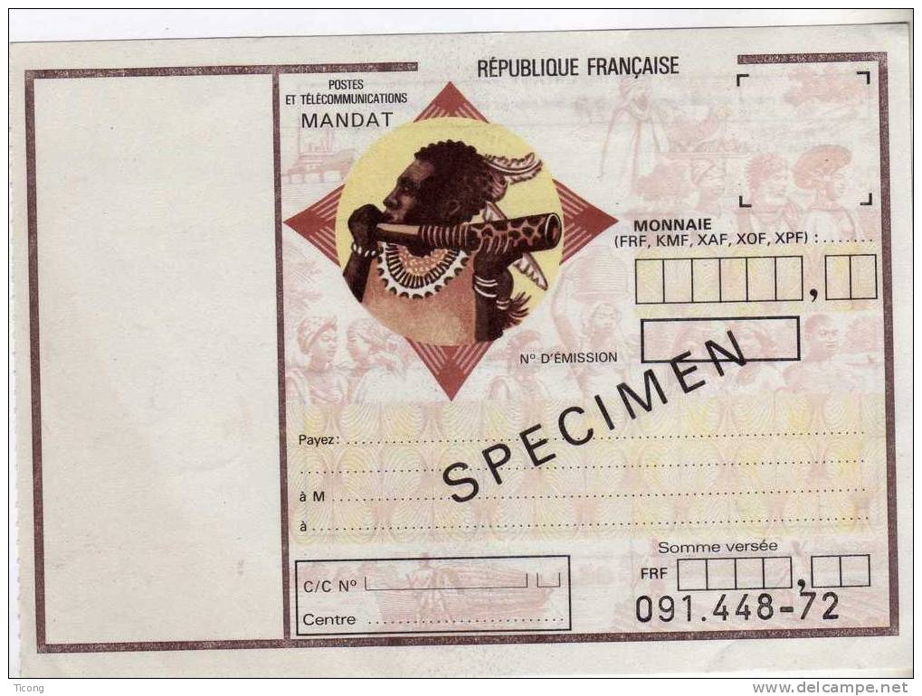 SPECIMEN DU MANDAT  L APPEL AU COR ( COLONIE FRANCAISE ) A SAISIR, VOIR LE SCANNER - Instructional Courses