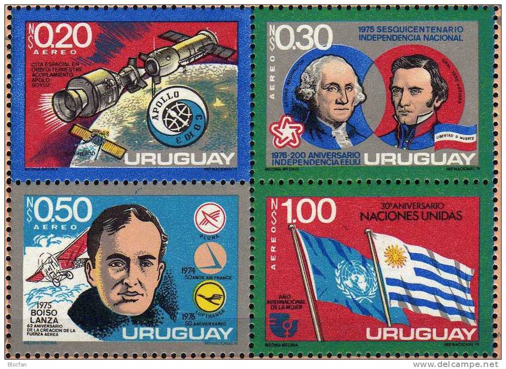 Unabhängigkeit Von Uruguay  Block 26 ** 42€ Apollo-Sojus, 200 Jahre USA, Lufthansa, UN-Flagge - South America