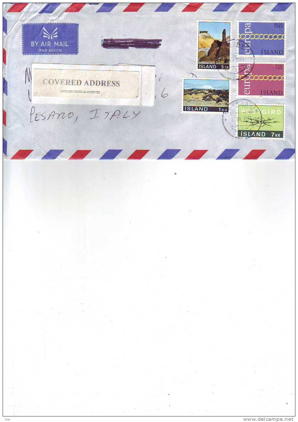 ISLANDA 1971 -  Yvert  3387-389-407-404/5  Lettera Per L'Italia - Europa - Covers & Documents