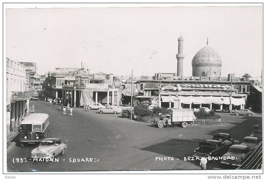 Baghdad  Bagdad 95 Maidan Square Photo Bezaz Auto, Bus Voyagé Timbrée Air France - Iraq