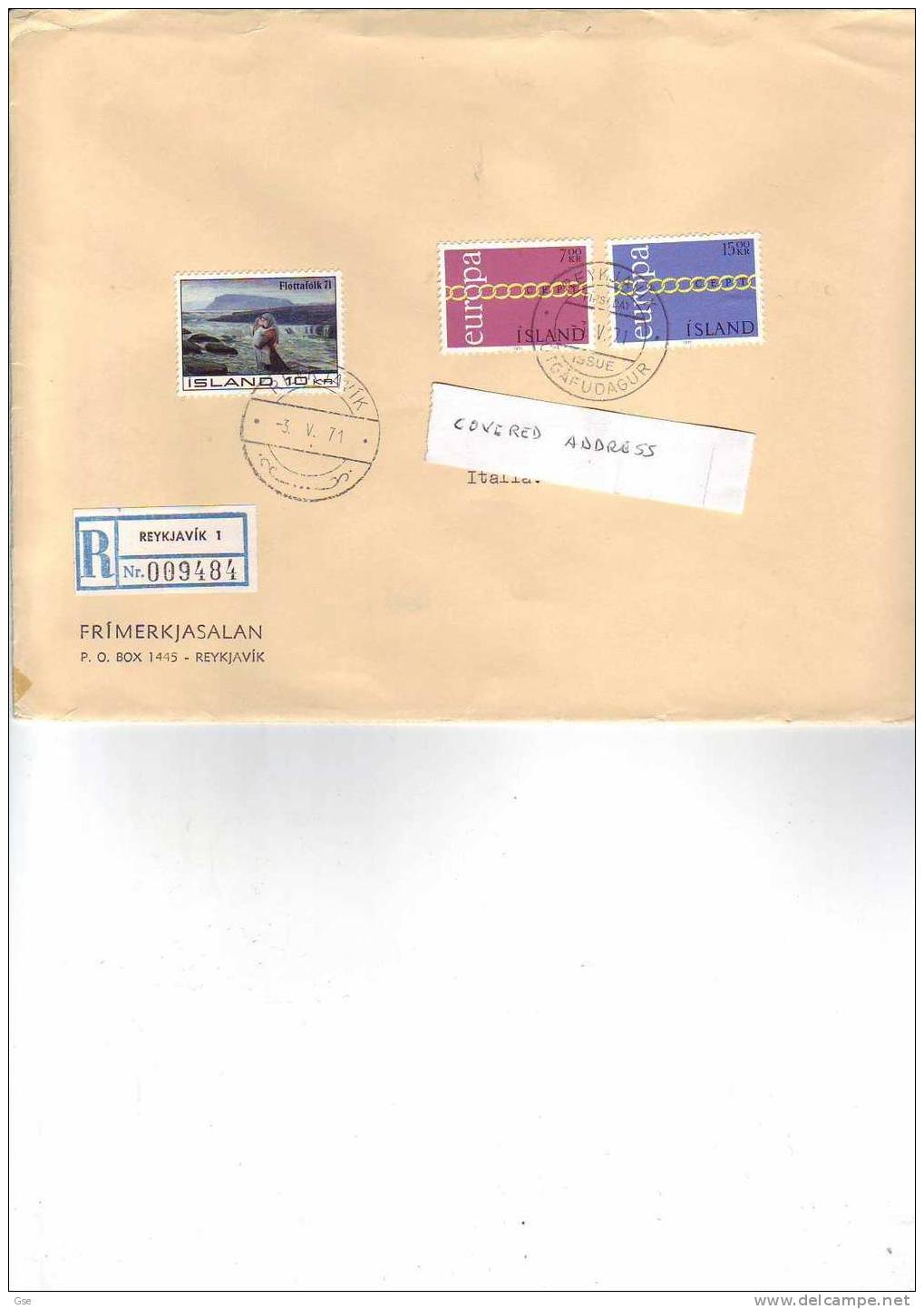 ISLANDA 1971- FDC  Yvert  403-404/5   Raccomandata  Per L'Italia - Europa - Covers & Documents