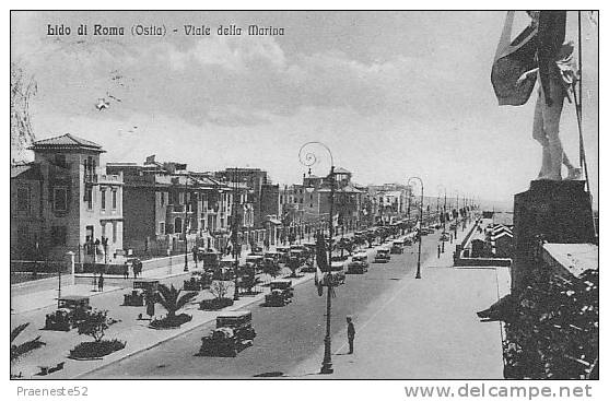 Ostia-lido Di Roma Viale Della Marina .sfilata Di Autovetture-viaggiata-193 3 - Altri & Non Classificati