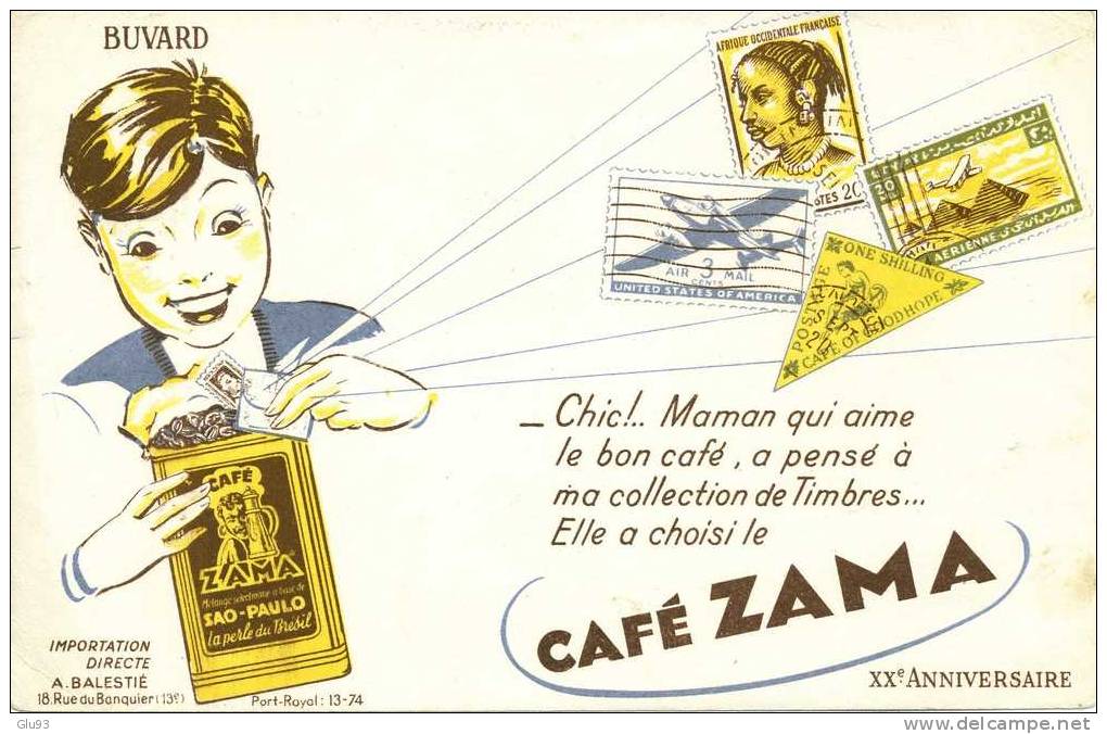 Buvard - Café Zama - Timbres - Café & Thé