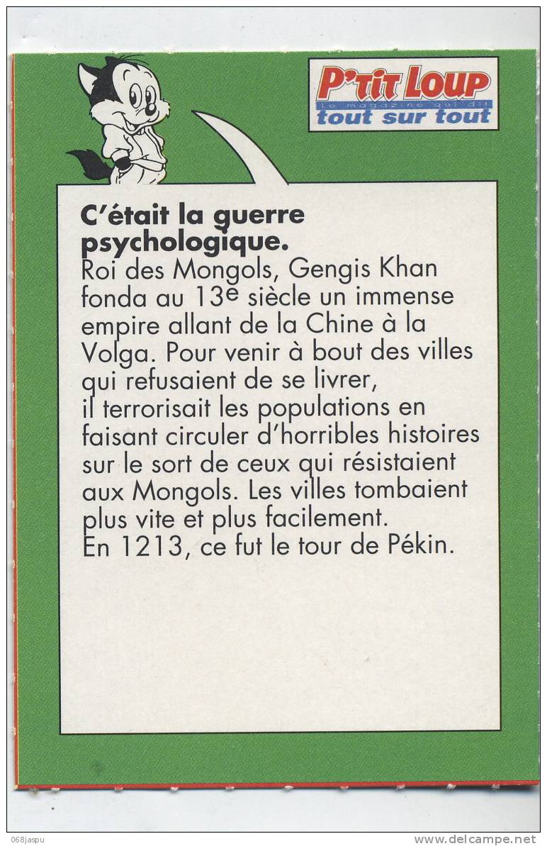 Fiche P´tit Loup Histoire Gengis Khan - Histoire