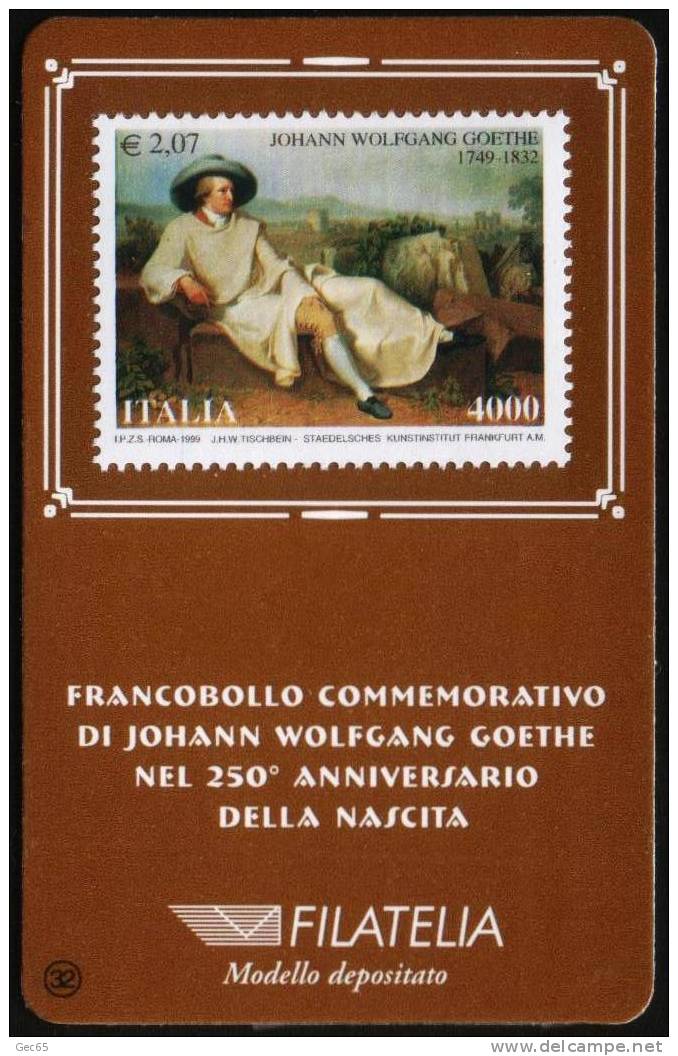 Tessera Filatelica 1999  N°32  " 250° Anniversario Della Nascita Di Johann Wolfang Goethe " -  Tessere Filateliche - Philatelistische Karten