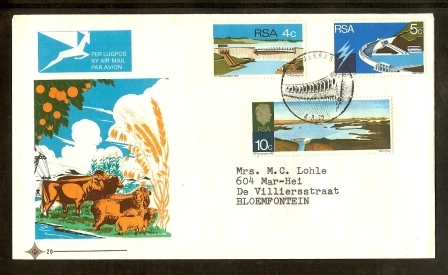 RSA 1972 FDC Nr. 20 Hendrik Verwoerde Dam  With Address Orange Printing 312-314 - FDC