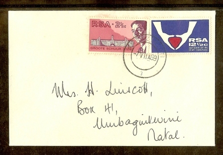 RSA 1969 Unofficial FDC Medical Congress (with Address) 382-383 - FDC