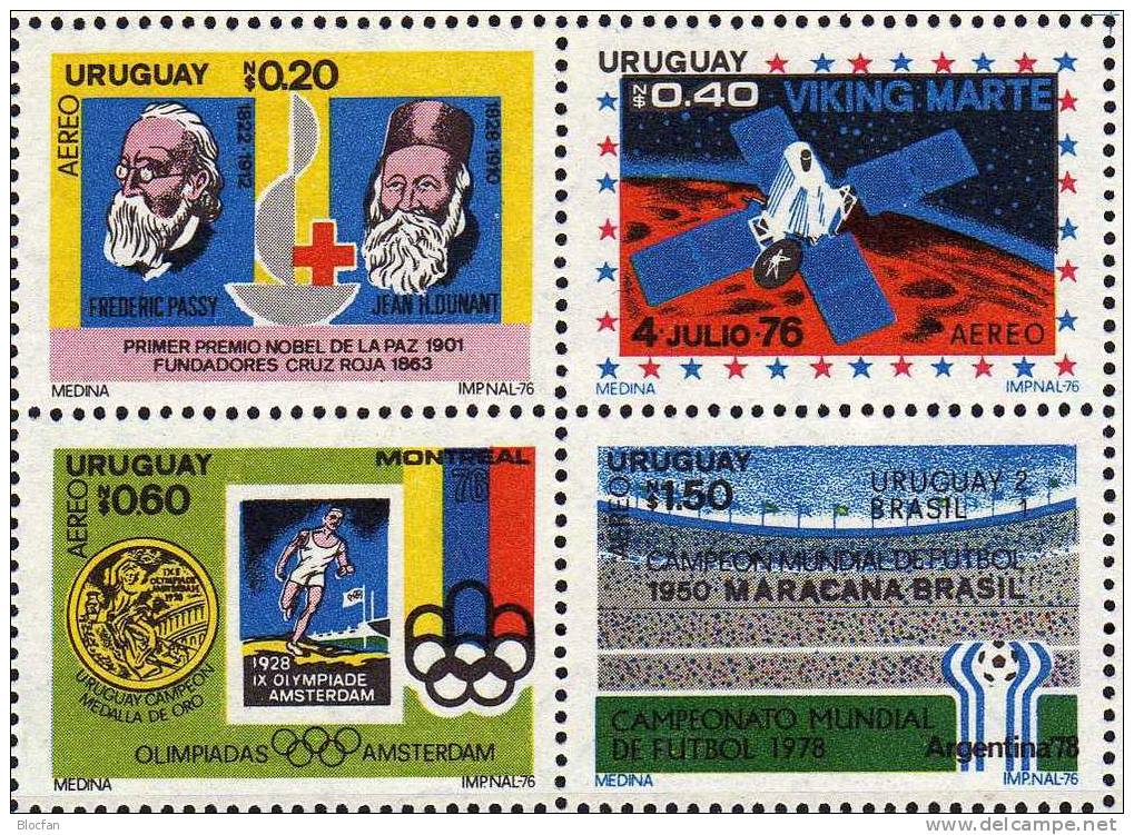 Ereignisse Uruguay Block 31 ** 40€ Rotes Kreuz, Viking Zum Mars, Olympiade 1928, Fussball-Stadion - Sommer 1928: Amsterdam