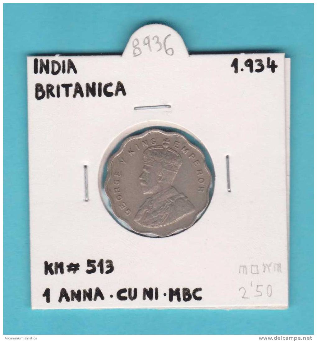 INDIA   (BRITANICA)   1  ANNA   1.934  CU NI   KM#513  MBC/VF     DL-8936 - Indien