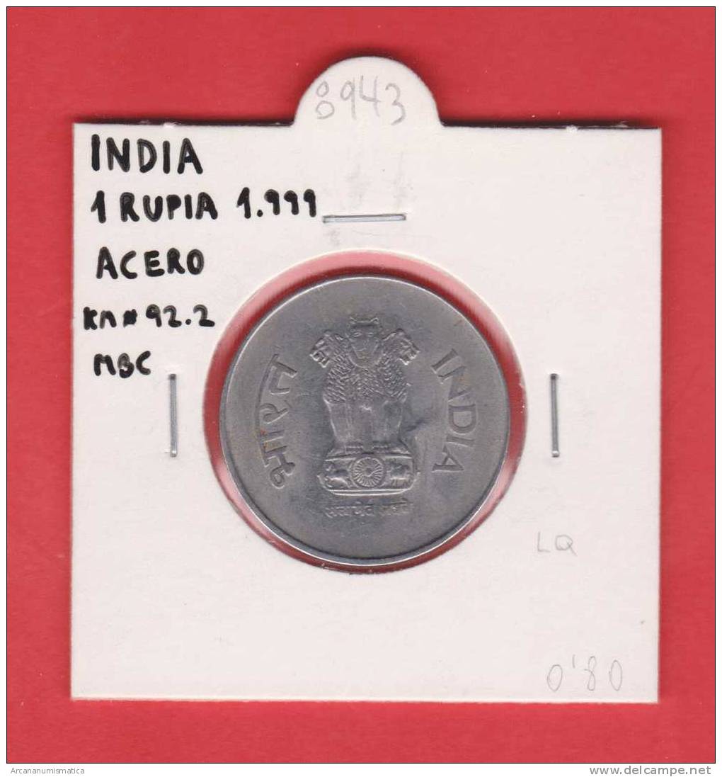 INDIA     1  RUPIA  1.999  ACERO   KM#92.2   MBC/VF    DL-8943 - Inde