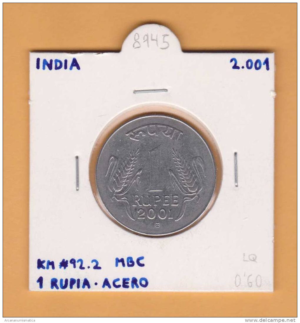 INDIA     1  RUPIA  2.001  ACERO   KM#92.2   MBC/VF    DL-8945 - Indien