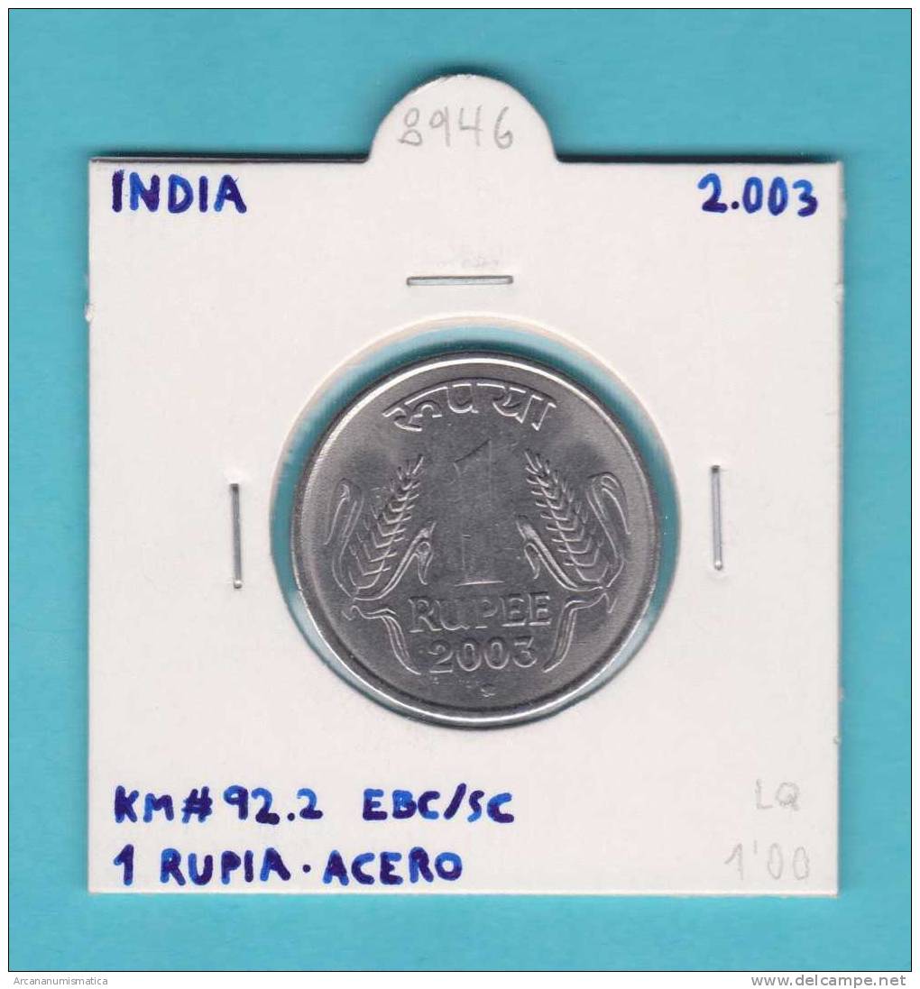 INDIA     1  RUPIA  2.003  ACERO   KM#92.2   EBC/SC    DL-8946 - Inde