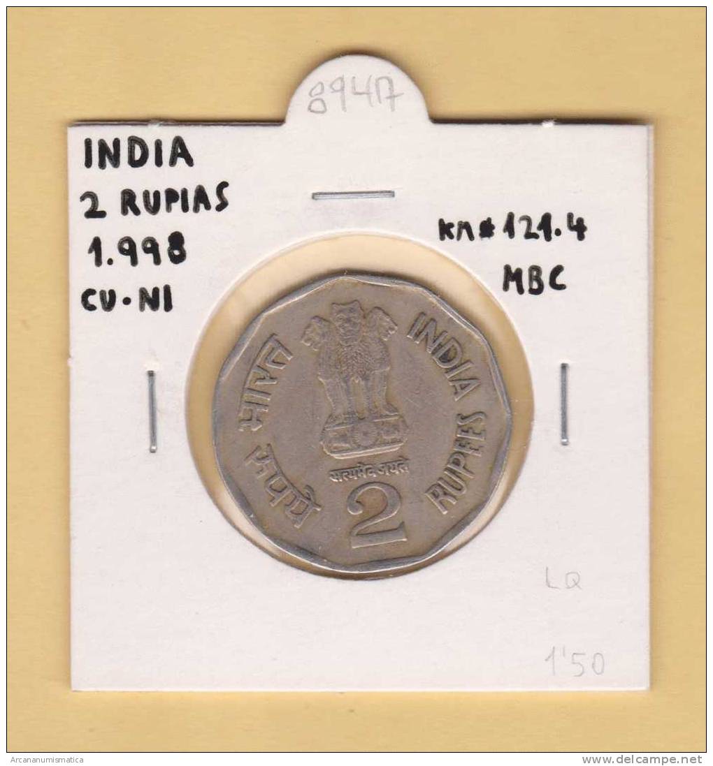 INDIA    2  RUPIAS  1.998  CU NI   KM#121.4   MBC/VF    DL-8947 - Inde