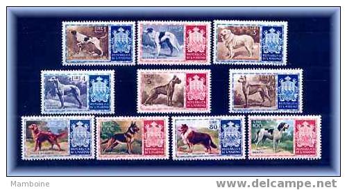 Saint Marin. 1956  Race De Chiens. N° 413 à 422 = 10 Val.  Neuf X X Série Compléte - Unused Stamps