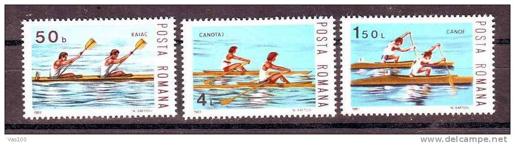 Romania 1983 ROWING 3 STAMP MNH. - Kanu