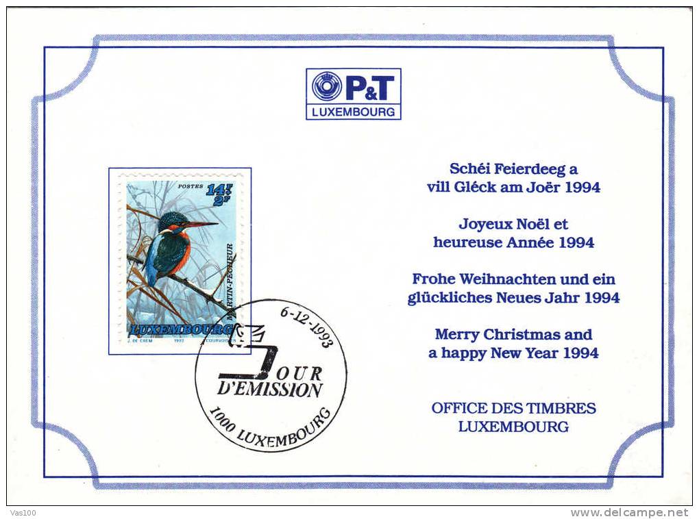 BIRDS - ALBATROS - ALCEDO ATTHIS - 1994 ,obliteration FDC Luxembourg. - Marine Web-footed Birds