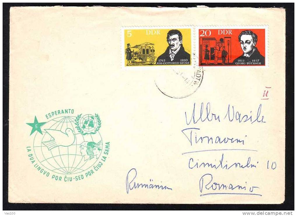 Germany  (DDR)  To Romania Cover With Esperanto 1964,PIGEON,PEACE. - Esperanto