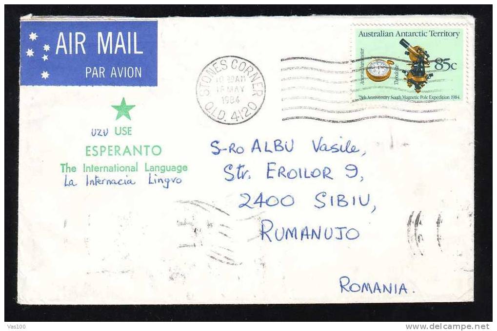 Australian Antarctic Teritory  To Romania Cover With Esperanto 1984. - Esperanto