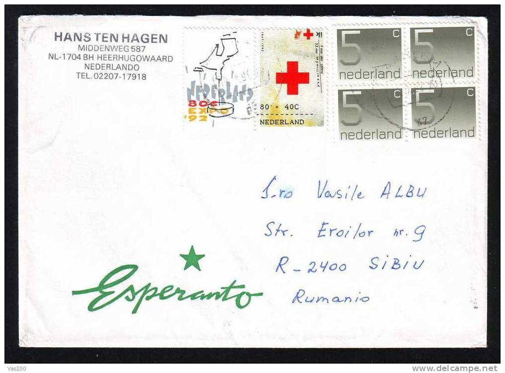 Olanda To Romania Cover With Esperanto 1992. - Esperanto