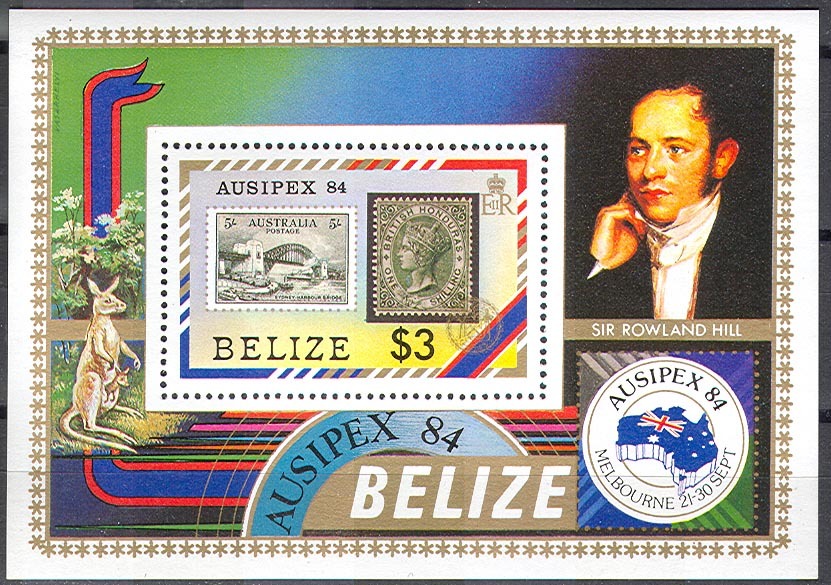 0222 Fauna Bridge Expo 1984 Belize S/s MNH ** 4,5ME - Stamps On Stamps