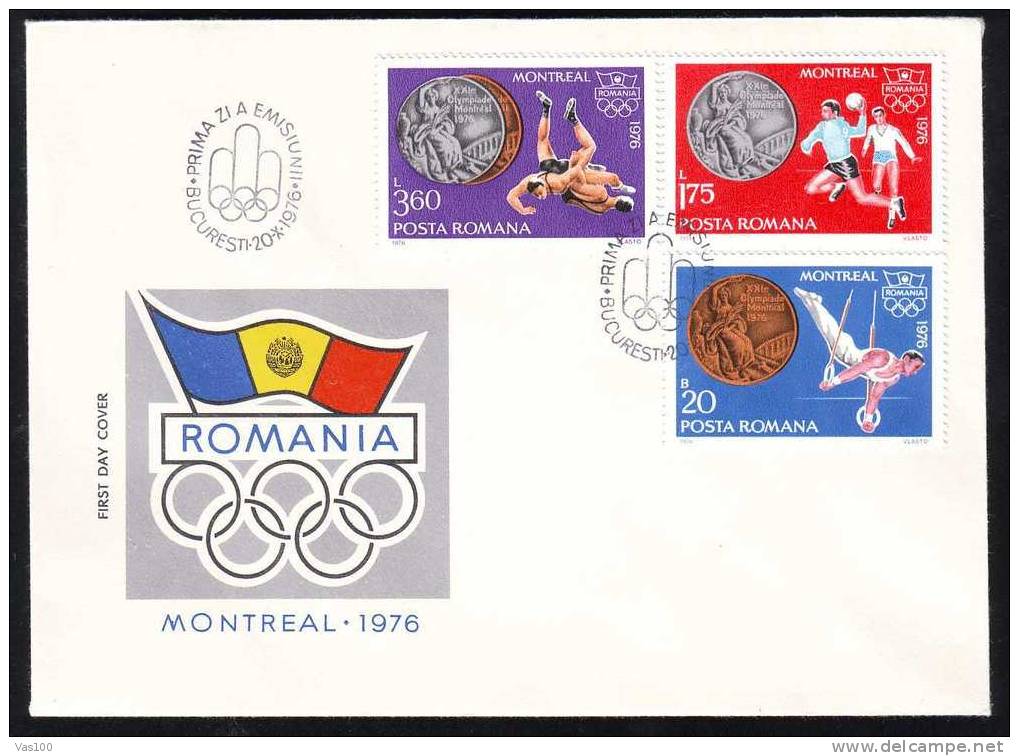 Romania FDC 2 COVERS, Olympic Games Montreal 1976 FULL SET Medals. - Estate 1976: Montreal