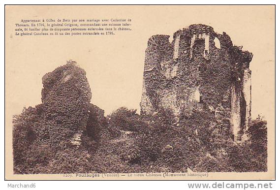 85 VENDEE.POUZAUGES. LE VIEUX CHATEAU MONUMENT HISTORIQUE - Pouzauges