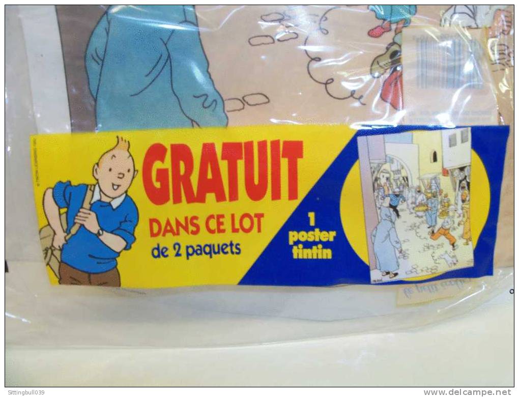 TINTIN. PUB Biscuits LU Le Petit Ecolier. Sachet Contenant 1 Poster + 1 Boîte De 8 Pastels Offerts Par LU. 1993. - Advertisement