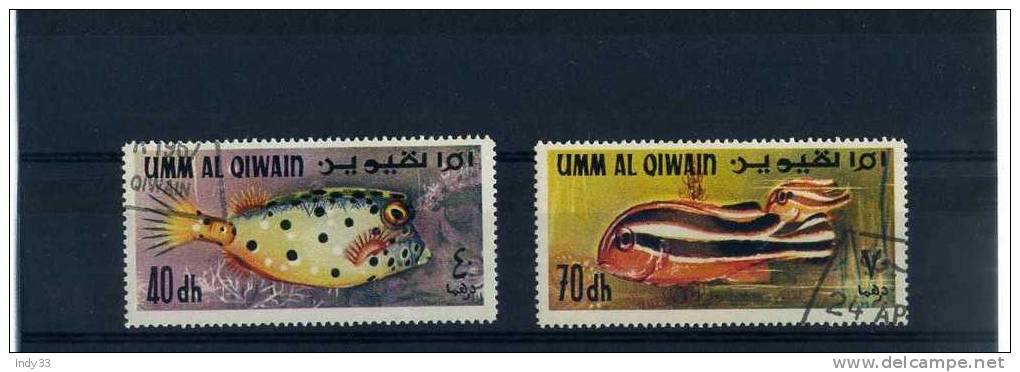 - UMM AL-QIWAIM  . PAIRE DE TIMBRES SUR LES POISSONS . OBLITERES - Umm Al-Qiwain