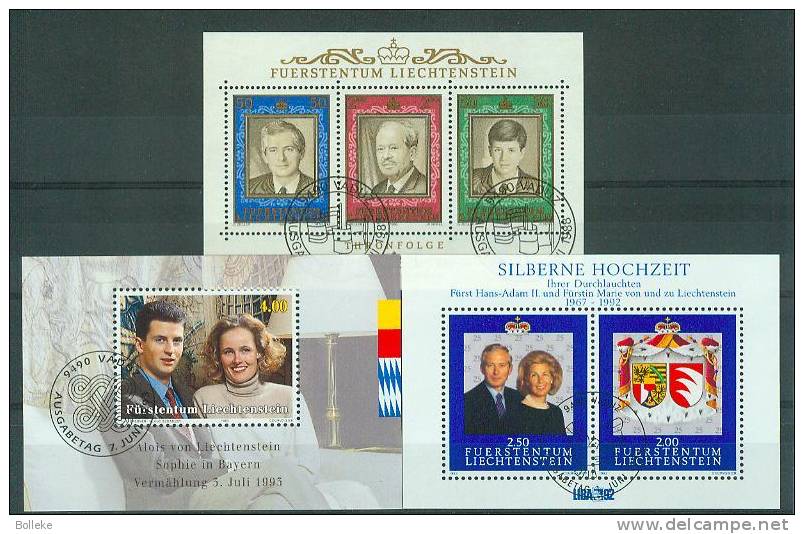 Liechtenstein -   Yvert Blocs 16  17  18   Oblitérés  -   écussons - Familles Royales - Valeur 21,75 Euro - Blocks & Sheetlets & Panes