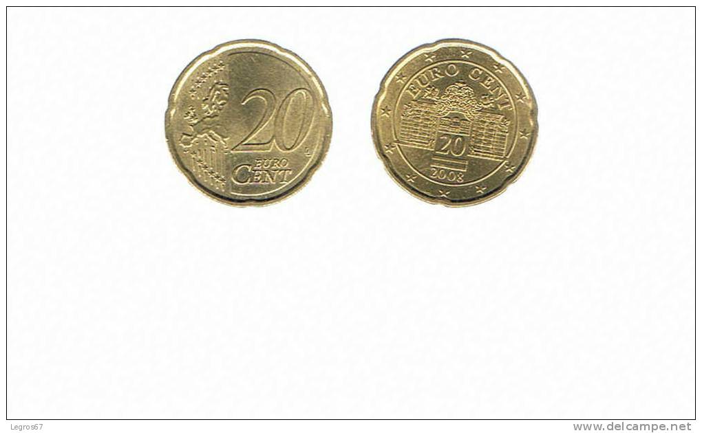 PIECE DE 20 CT D'EURO AUTRICHE 2008 - Autriche