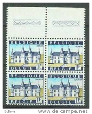 Belgique -  COB  1423 ** - MNH - En Bloc De 4  -  Curiosités - Avec 2 X Le  " S " De Spontin  Incomplet - Sonstige & Ohne Zuordnung